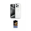 ieg™ iPhone 14 Pro Kılıf Eksen Doku Koleksiyonu - Siyah Buffer Hayalet Cam Ekran Koruyucu