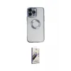 ieg™ iPhone 14 Pro Kılıf Pusula Form - Siyah Bilvis 3D Mat Cam Ekran Koruyucu