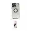 ieg™ iPhone 14 Pro Kılıf Pusula Form - Siyah Bilvis 3D Mat Cam Ekran Koruyucu