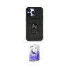 ieg™ iPhone 14 Pro Max Kılıf Ahenk Klasik - Siyah Bilvis 5in1 5D Magic Hayalet Cam Ekran Koruyucu