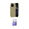 ieg™ iPhone 14 Pro Max Kılıf Eksen Çizgi - Siyah Bilvis 5in1 5D Magic Hayalet Cam Ekran Koruyucu