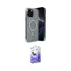 ieg™ iPhone 14 Pro Max Kılıf Eksen Çizgi - Siyah Bilvis 5in1 5D Magic Hayalet Cam Ekran Koruyucu