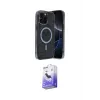 ieg™ iPhone 14 Pro Max Kılıf Eksen Çizgi - Siyah Bilvis 5in1 5D Magic Hayalet Cam Ekran Koruyucu