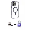 ieg™ iPhone 14 Pro Max Kılıf Eksen Klasik Koleksiyonu - Siyah Bilvis 5in1 5D Magic Hayalet Cam Ekran Koruyucu + Bilvis Titan Kamera Lens - DNMR
