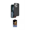 ieg™ iPhone 14 Pro Max Kılıf Kıvılcım Çizgi Serisi - Siyah Buffer Hayalet Cam Ekran Koruyucu