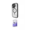 ieg™ iPhone 14 Pro Max Kılıf Kıvılcım Modern Koleksiyonu - Siyah Bilvis 5in1 5D Magic Hayalet Cam Ekran Koruyucu