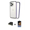 ieg™ iPhone 14 Pro Max Kılıf Pusula Asil Koleksiyonu - Siyah Buffer Hayalet Cam Ekran Koruyucu + Raze Metal Kamera Lens - GD