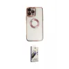 ieg™ iPhone 14 Pro Max Kılıf Pusula Form - Siyah Bilvis 3D Mat Cam Ekran Koruyucu