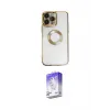 ieg™ iPhone 14 Pro Max Kılıf Pusula Form - Siyah Bilvis 5in1 3D Magic Cam Ekran Koruyucu