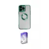 ieg™ iPhone 14 Pro Max Kılıf Pusula Form - Siyah Bilvis 5in1 3D Magic Cam Ekran Koruyucu