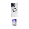 ieg™ iPhone 14 Pro Max Kılıf Pusula Form - Siyah Bilvis 5in1 3D Magic Cam Ekran Koruyucu