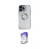 ieg™ iPhone 14 Pro Max Kılıf Pusula Form - Siyah Bilvis 5in1 3D Magic Cam Ekran Koruyucu