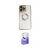 ieg™ iPhone 14 Pro Max Kılıf Pusula Form - Siyah Bilvis 5in1 5D Magic Hayalet Cam Ekran Koruyucu