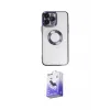 ieg™ iPhone 14 Pro Max Kılıf Pusula Form - Siyah Bilvis 5in1 5D Magic Hayalet Cam Ekran Koruyucu