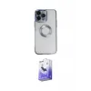 ieg™ iPhone 14 Pro Max Kılıf Pusula Form - Siyah Bilvis 5in1 5D Magic Hayalet Cam Ekran Koruyucu