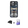ieg™ iPhone 14 Pro Max Kılıf Siluet Modern Özel Seri - Siyah Bilvis 5in1 5D Magic Hayalet Cam Ekran Koruyucu + Raze Metal Kamera Lens - GS