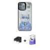 ieg™ iPhone 14 Pro Max Kılıf Siluet Modern Özel Seri - Siyah Bilvis 5in1 5D Magic Hayalet Cam Ekran Koruyucu + Raze Metal Kamera Lens - GS