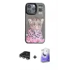 ieg™ iPhone 14 Pro Max Kılıf Siluet Modern Özel Seri - Siyah Bilvis 5in1 5D Magic Hayalet Cam Ekran Koruyucu + Raze Metal Kamera Lens - GS