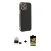 ieg™ iPhone 14 Pro Max Kılıf Yankı Serisi - Siyah Buffer Cam Ekran Koruyucu + Bilvis Titan Kamera Lens - DNMR