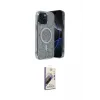 ieg™ iPhone 15 Kılıf Eksen Çizgi - Siyah Bilvis 3D Mat Cam Ekran Koruyucu