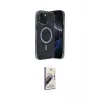 ieg™ iPhone 15 Kılıf Eksen Çizgi - Siyah Bilvis 3D Mat Cam Ekran Koruyucu