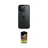 ieg™ iPhone 15 Pro Kılıf Akış Çizgi Koleksiyonu - Siyah Buffer Cam Ekran Koruyucu