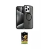 ieg™ iPhone 15 Pro Kılıf Eksen Doku Koleksiyonu - Siyah Buffer Cam Ekran Koruyucu
