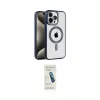 ieg™ iPhone 15 Pro Kılıf Eksen Form Koleksiyonu - Şeffaf Pasifik Cam Ekran Koruyucu