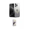 ieg™ iPhone 15 Pro Kılıf Eksen Minimal Özel Seri - Siyah Bilvis 3D Mat Cam Ekran Koruyucu