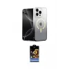 ieg™ iPhone 15 Pro Kılıf Eksen Minimal Özel Seri - Siyah Buffer Hayalet Cam Ekran Koruyucu
