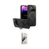 ieg™ iPhone 15 Pro Kılıf Kıvılcım Modern Serisi - Siyah Bilvis 3D Mat Cam Ekran Koruyucu