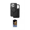 ieg™ iPhone 15 Pro Kılıf Pusula Işık Koleksiyonu - Siyah Buffer Hayalet Cam Ekran Koruyucu