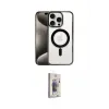 ieg™ iPhone 15 Pro Kılıf Siluet Çizgi Serisi - Siyah Bilvis 3D Cam Ekran Koruyucu