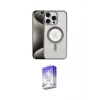 ieg™ iPhone 15 Pro Kılıf Siluet Çizgi Serisi - Siyah Bilvis 5in1 3D Magic Cam Ekran Koruyucu