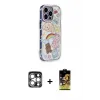 ieg™ iPhone 15 Pro Max Kılıf Ahenk Modern Serisi - Siyah Buffer Cam Ekran Koruyucu + PVD Metal Kamera Lens - GS