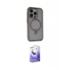 ieg™ iPhone 15 Pro Max Kılıf Ahenk Yansıma Özel Seri - Siyah Bilvis 5in1 5D Magic Hayalet Cam Ekran Koruyucu