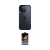 ieg™ iPhone 15 Pro Max Kılıf Akış Çizgi Koleksiyonu - Siyah Buffer Hayalet Cam Ekran Koruyucu
