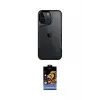ieg™ iPhone 15 Pro Max Kılıf Akış Çizgi Koleksiyonu - Siyah Buffer Hayalet Cam Ekran Koruyucu