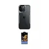ieg™ iPhone 15 Pro Max Kılıf Akış Çizgi Koleksiyonu - Siyah Buffer Hayalet Cam Ekran Koruyucu