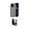 ieg™ iPhone 15 Pro Max Kılıf Eksen Çizgi - Siyah 3D Antistatik Mat Seramik Nano Ekran Koruyucu