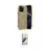 ieg™ iPhone 15 Pro Max Kılıf Eksen Çizgi - Siyah Bilvis 3D Mat Cam Ekran Koruyucu