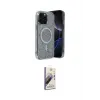 ieg™ iPhone 15 Pro Max Kılıf Eksen Çizgi - Siyah Bilvis 3D Mat Cam Ekran Koruyucu