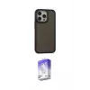 ieg™ iPhone 15 Pro Max Kılıf Eksen Işık - Siyah Bilvis 5in1 3D Magic Cam Ekran Koruyucu