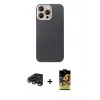 ieg™ iPhone 15 Pro Max Kılıf Eksen Prime - Siyah Buffer Cam Ekran Koruyucu + Raze Metal Kamera Lens - LT