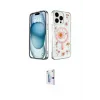 ieg™ iPhone 15 Pro Max Kılıf Kozmos Doku - Siyah Bilvis 0.18mm Plus Cam Ekran Koruyucu