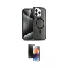 ieg™ iPhone 15 Pro Max Kılıf Nova Asil Prime - Siyah 3D Antistatik Mat Seramik Nano Ekran Koruyucu