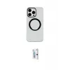 ieg™ iPhone 15 Pro Max Kılıf Pusula Form - Siyah Bilvis 0.18mm Plus Cam Ekran Koruyucu