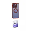 ieg™ iPhone 15 Pro Max Kılıf Pusula Form - Siyah Bilvis 5in1 5D Magic Hayalet Cam Ekran Koruyucu