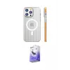 ieg™ iPhone 15 Pro Max Kılıf Pusula Minimal Koleksiyonu - Siyah Bilvis 5in1 5D Magic Hayalet Cam Ekran Koruyucu
