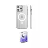 ieg™ iPhone 15 Pro Max Kılıf Pusula Minimal Koleksiyonu - Siyah Bilvis 5in1 5D Magic Hayalet Cam Ekran Koruyucu